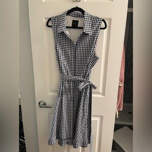Navy and white gingham dress (14)
